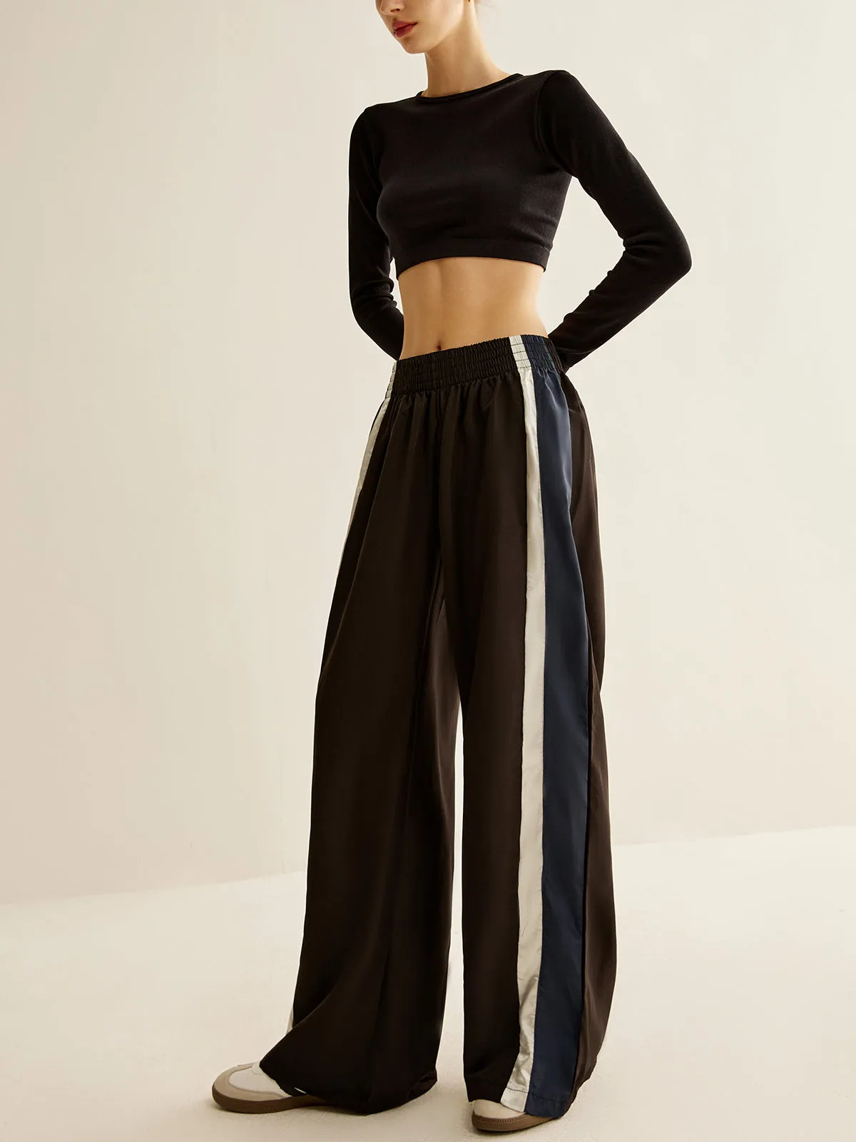 Contrast Side Striped Athleisure Pants sold by COMMENSE
