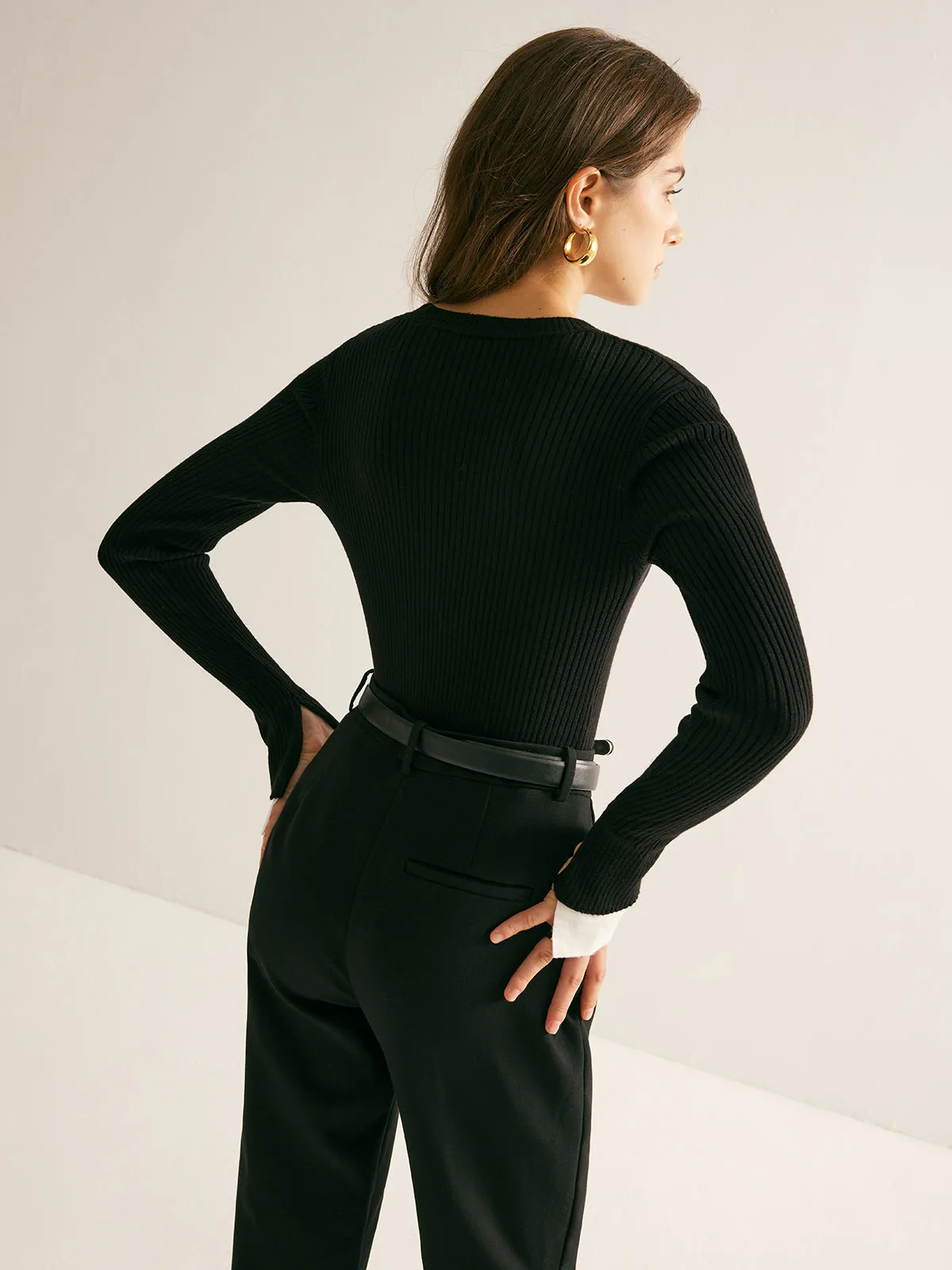 Ribbed Contrast Cuff Sweater sold by COMMENSE product image thumbnail 4
