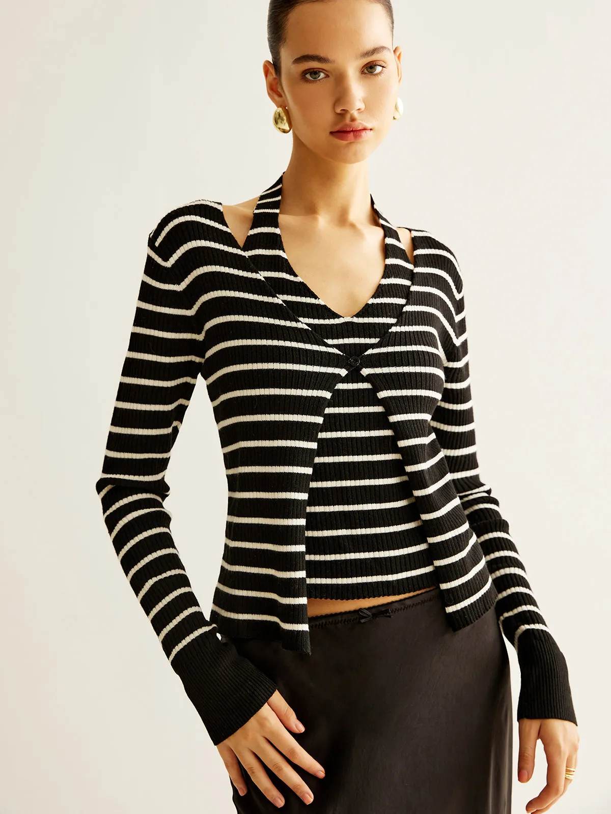 Ribbed Contrast Striped Sweater Co-ord sold by COMMENSE product image thumbnail 5