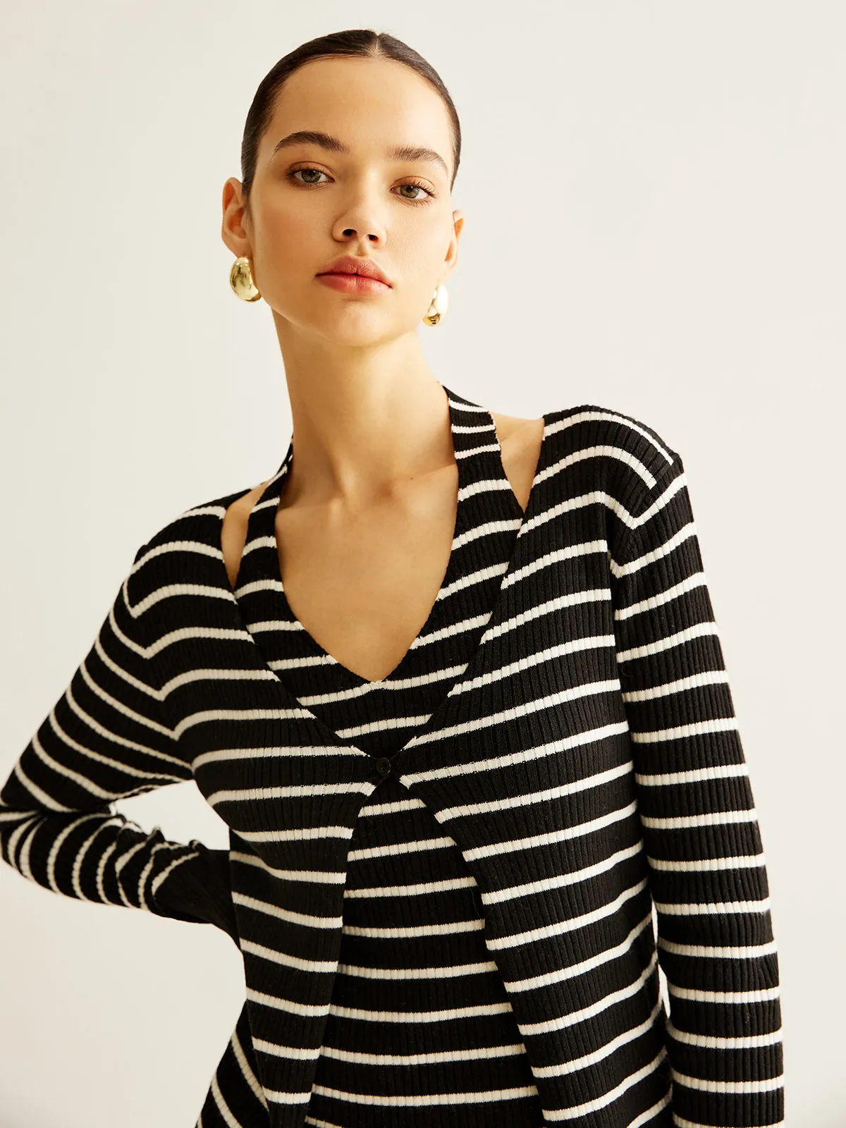 Ribbed Contrast Striped Sweater Co-ord sold by COMMENSE product image thumbnail 3