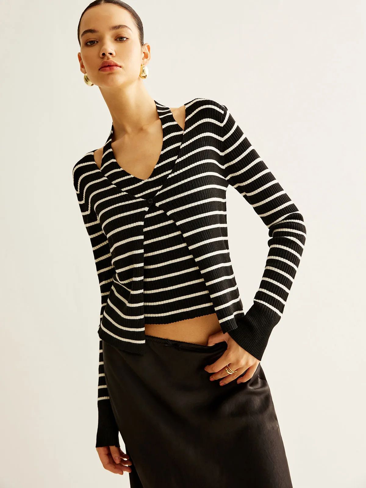Ribbed Contrast Striped Sweater Co-ord sold by COMMENSE product image thumbnail 4