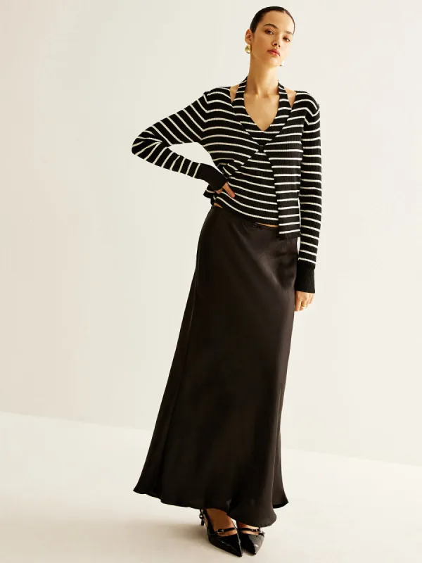 Ribbed Contrast Striped Sweater Co-ord sold by COMMENSE
