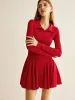 Pleated Ribbed Panel Dress sold by COMMENSE