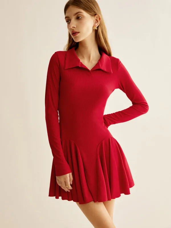 Pleated Ribbed Panel Dress sold by COMMENSE