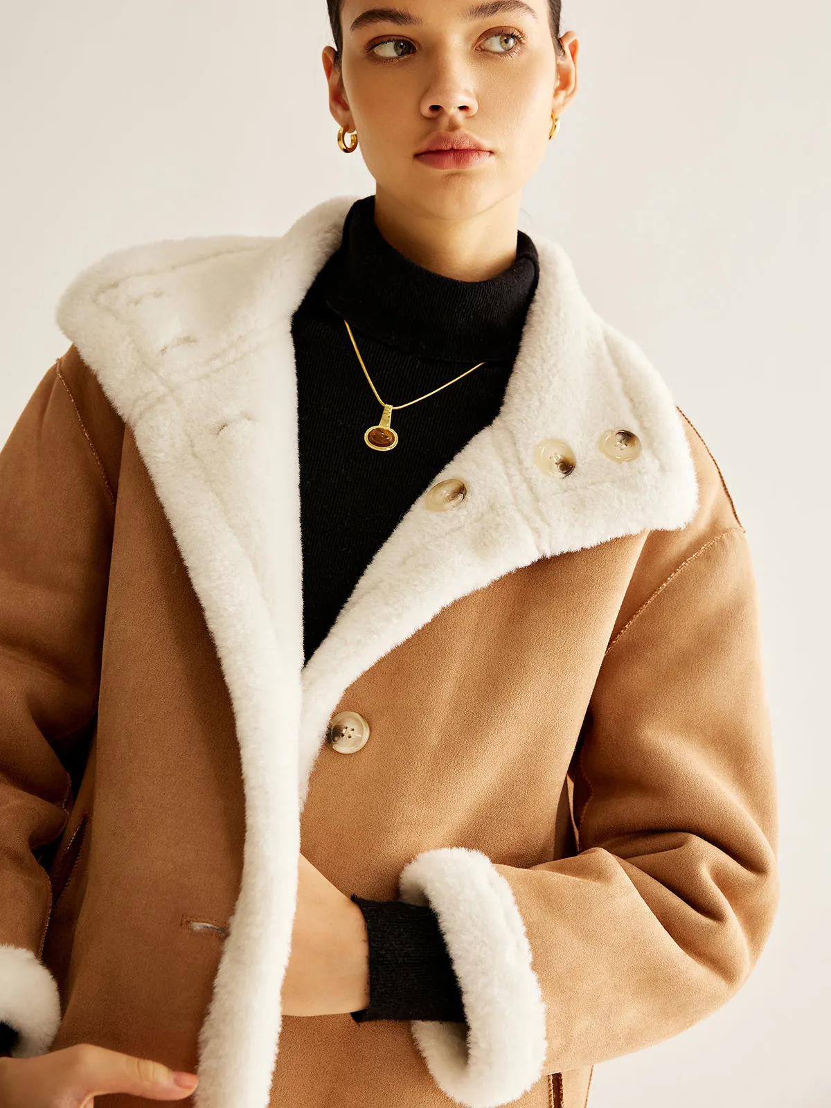 Double-Sided Fleecing Long Minky Coat sold by COMMENSE product image thumbnail 3