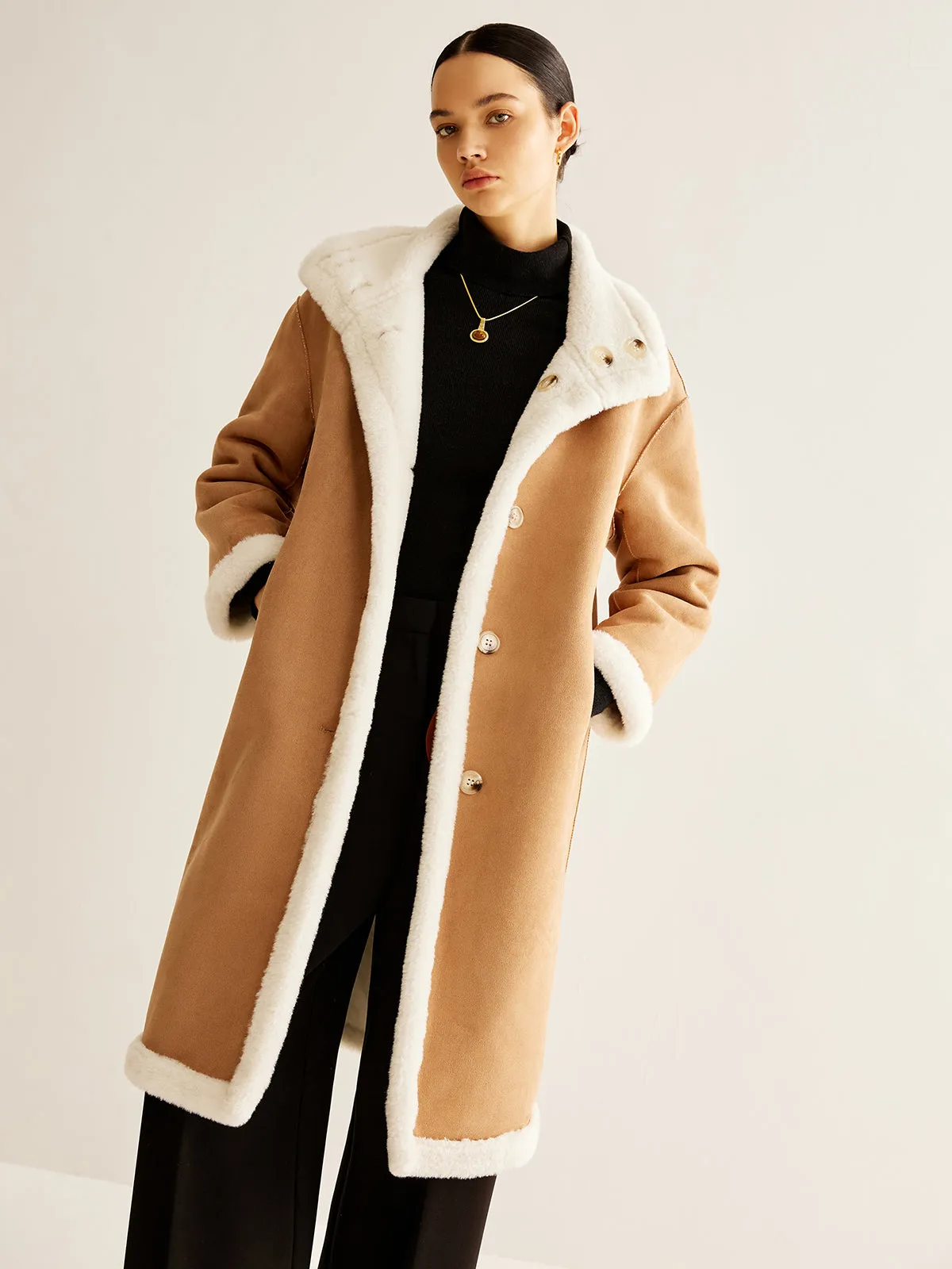 Double-Sided Fleecing Long Minky Coat sold by COMMENSE product image thumbnail 4