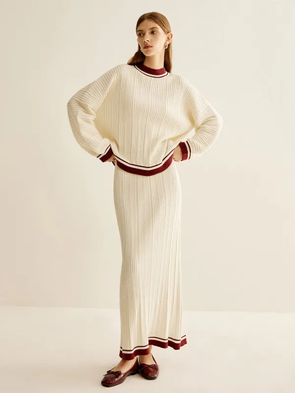 Minimalist Contrast Trim Skirt Set sold by COMMENSE