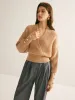 Ribbed Criss Cross Cinched Sweater sold by COMMENSE