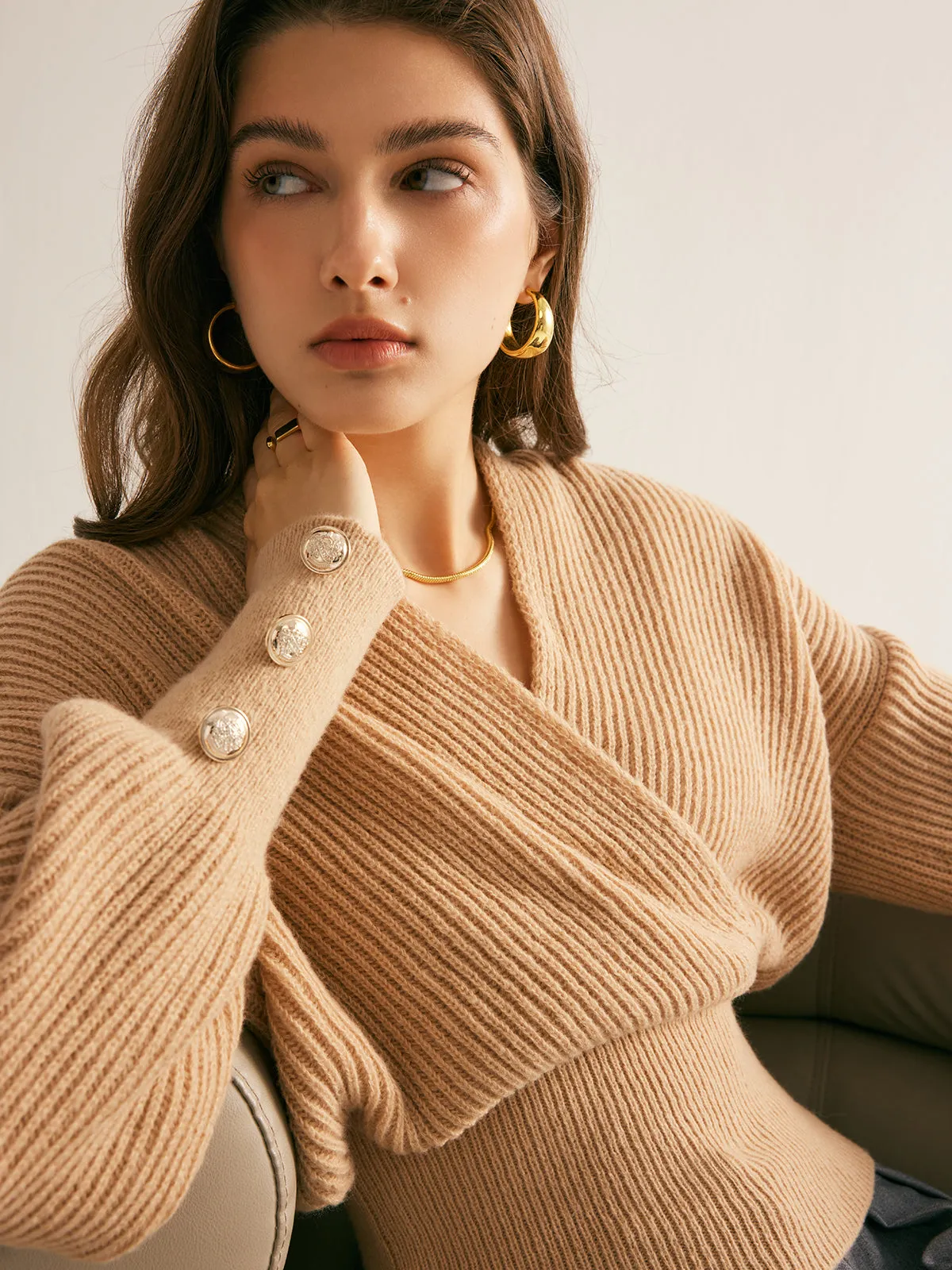 Ribbed Criss Cross Cinched Sweater sold by COMMENSE product image thumbnail 2