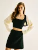 Contrast Trim Shrug Crop Cardigan sold by COMMENSE