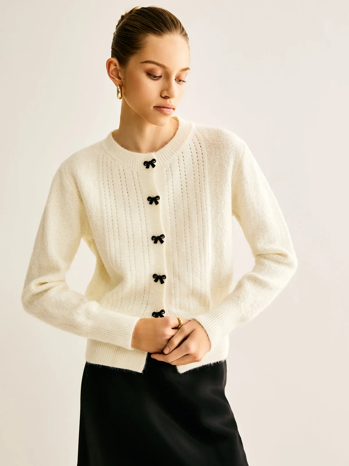 Bow Button Panel Cardigan sold by COMMENSE product image thumbnail 3