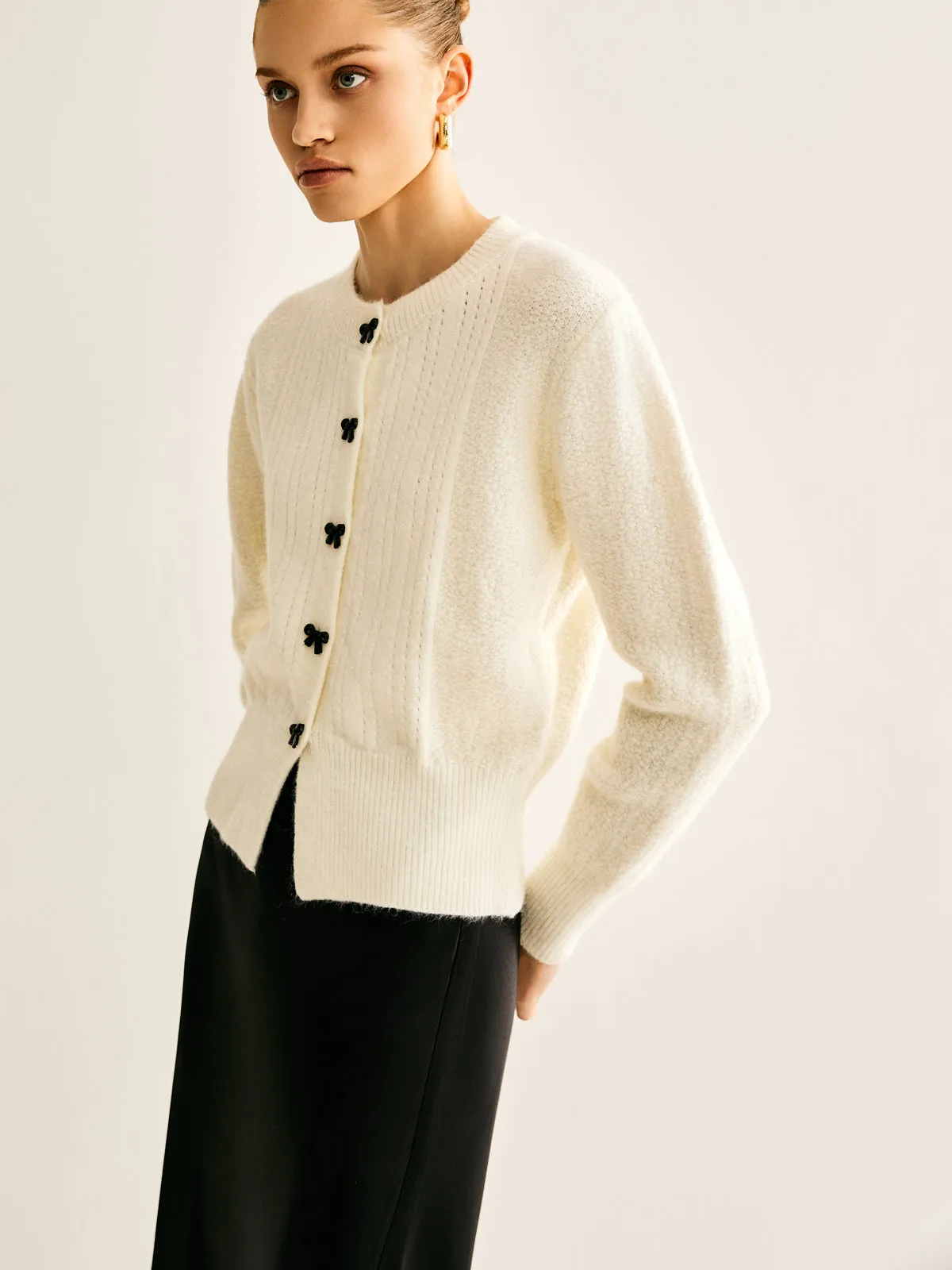 Bow Button Panel Cardigan sold by COMMENSE product image thumbnail 4
