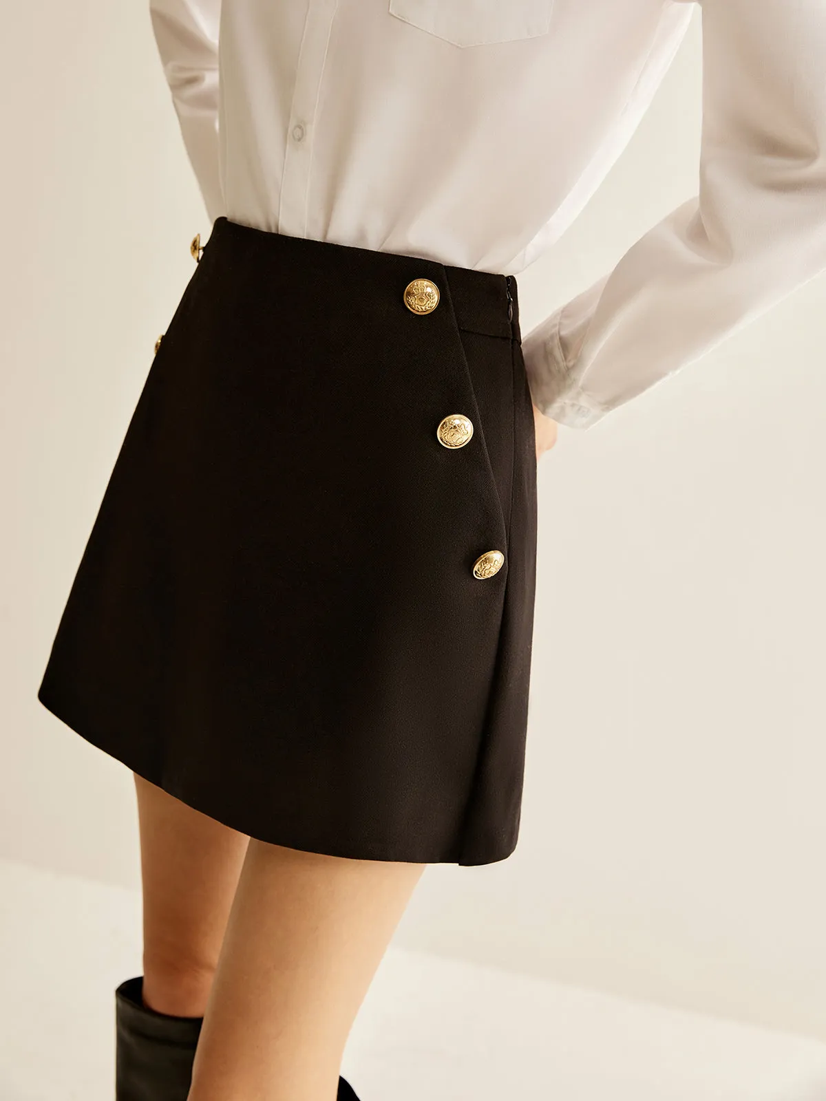 Metal-Decor Zipper Shorts sold by COMMENSE