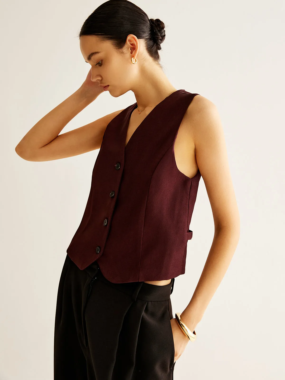 Button Petite Vest sold by COMMENSE product image thumbnail 4