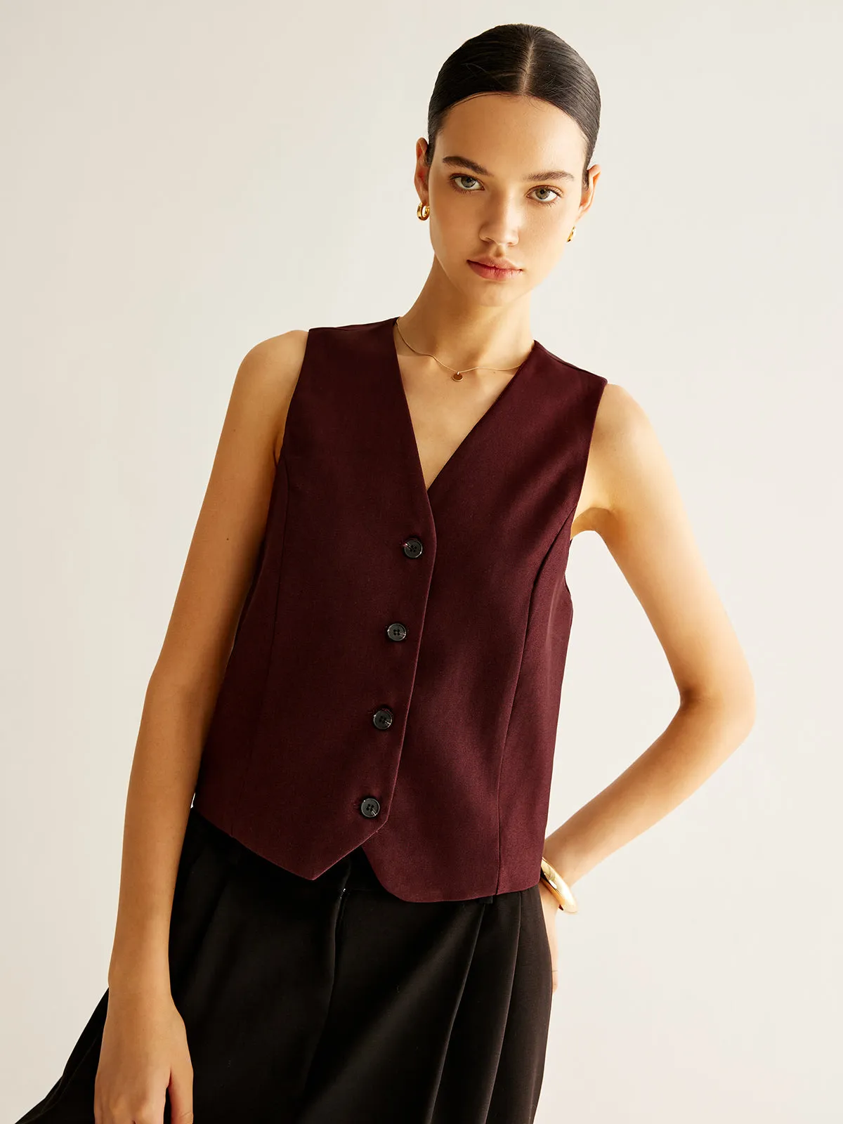 Button Petite Vest sold by COMMENSE