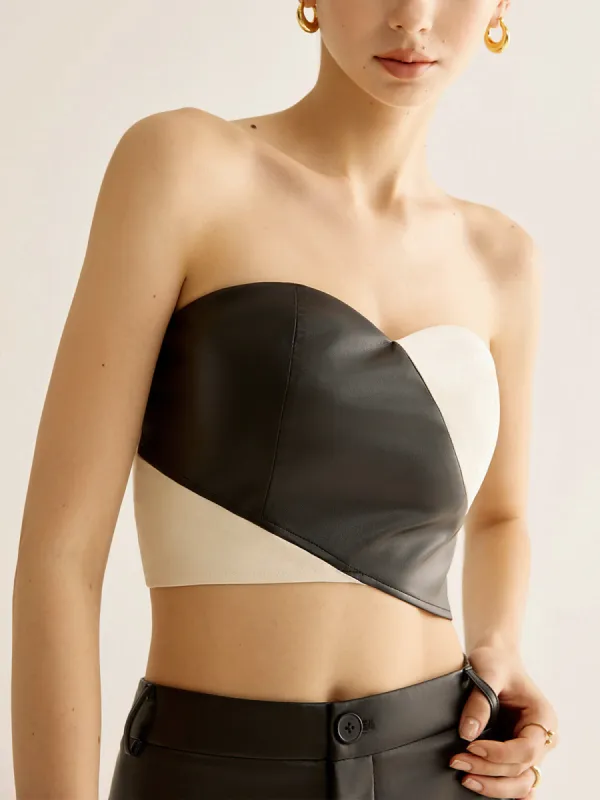 Color Block Faux Leather Corset sold by COMMENSE