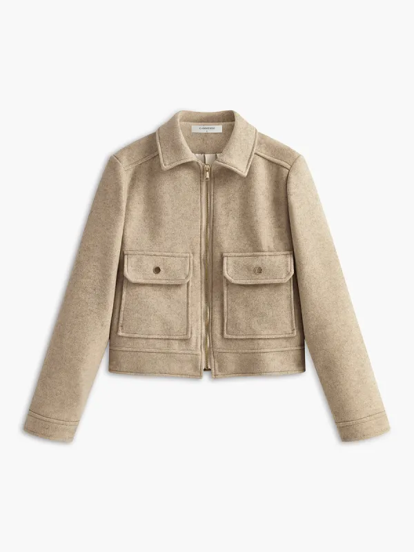 Tweed Lapel Zipper Jacket sold by COMMENSE