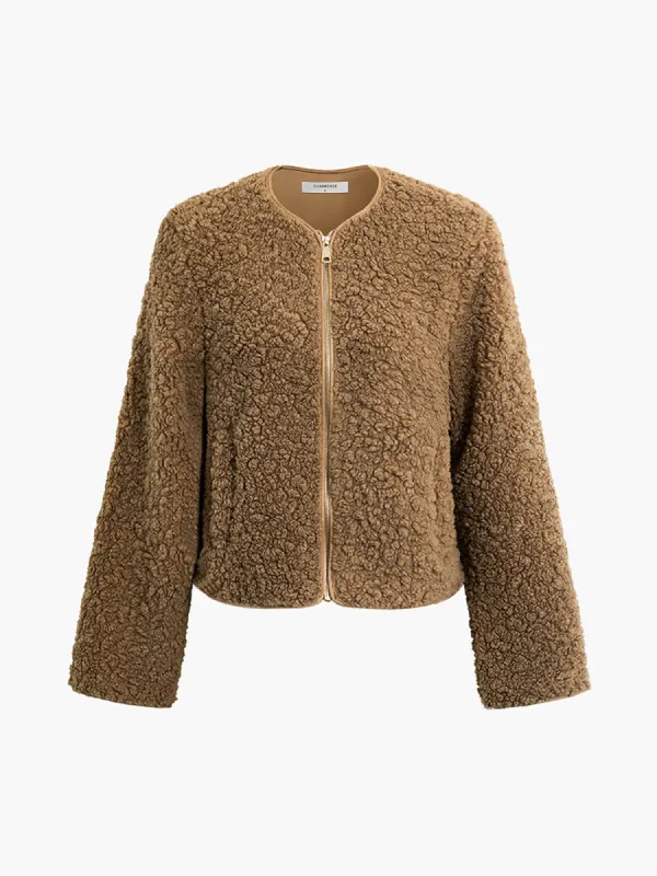 Leisure Zipper Fleece Jacket sold by COMMENSE