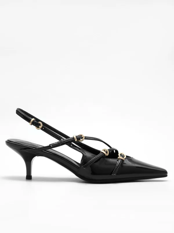 Square Toe Stiletto Heel Buckle Shoes made by COMMENSE