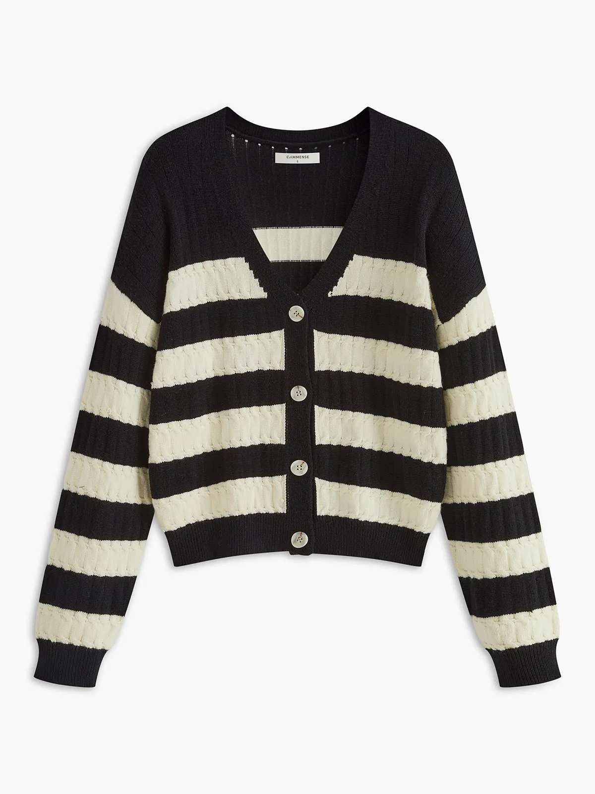 V-Neck Striped Oversized Cardigan sold by COMMENSE