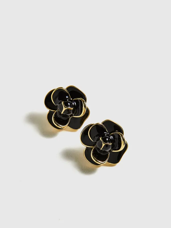 Vintage Camellia Flower Stud Earrings sold by COMMENSE