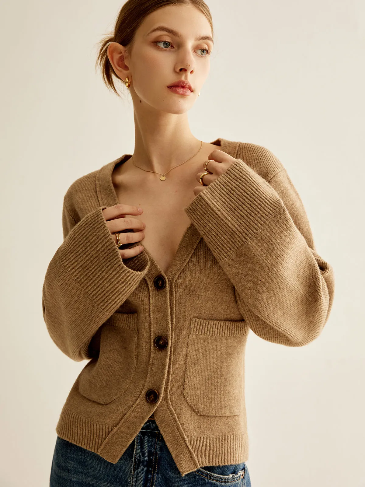 V-Neck Split Botton Cardigan sold by COMMENSE product image thumbnail 4
