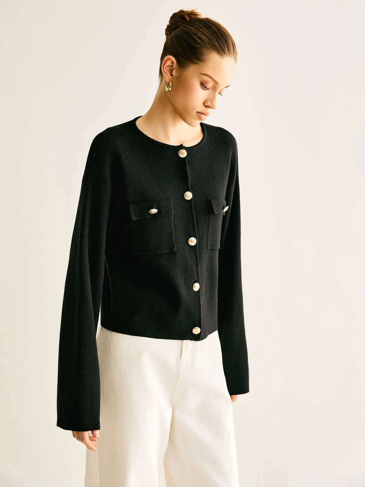 Crew Neck Botton Pockets Cardigan sold by COMMENSE product image thumbnail 4