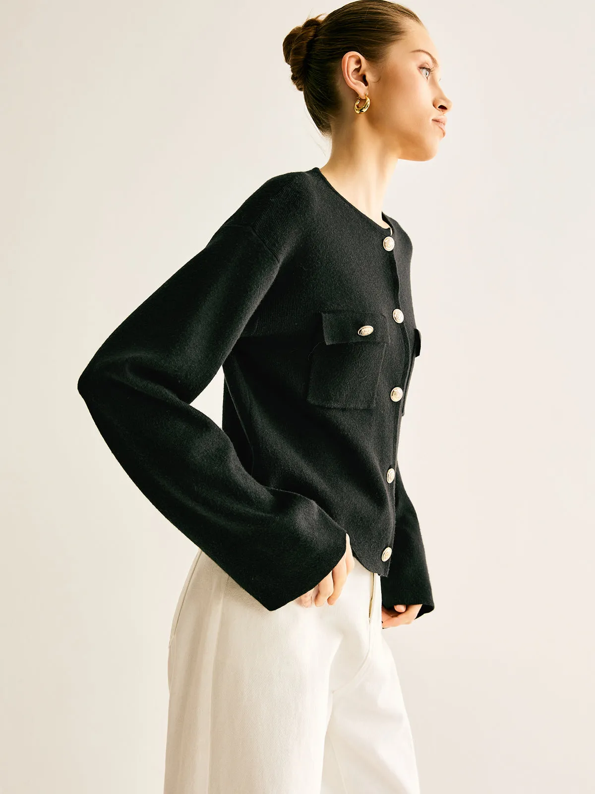 Crew Neck Botton Pockets Cardigan sold by COMMENSE product image thumbnail 5