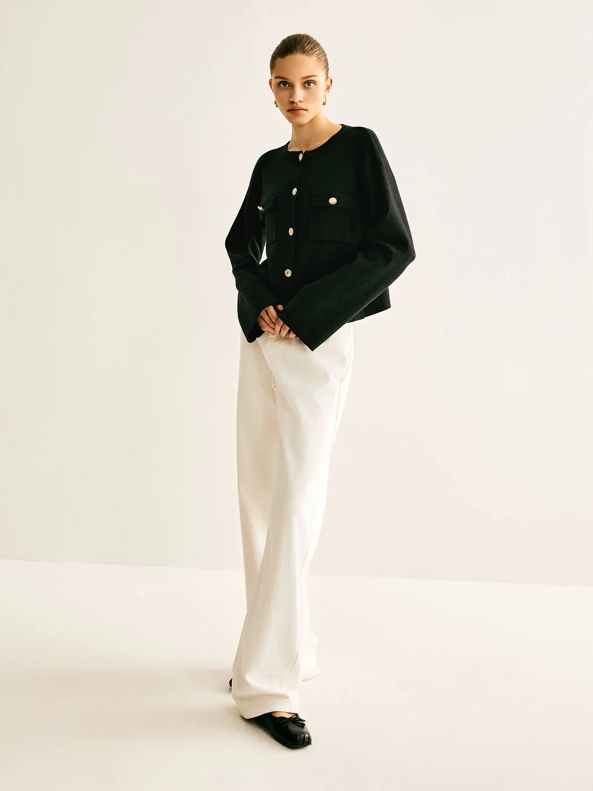 Crew Neck Botton Pockets Cardigan sold by COMMENSE product image thumbnail 2