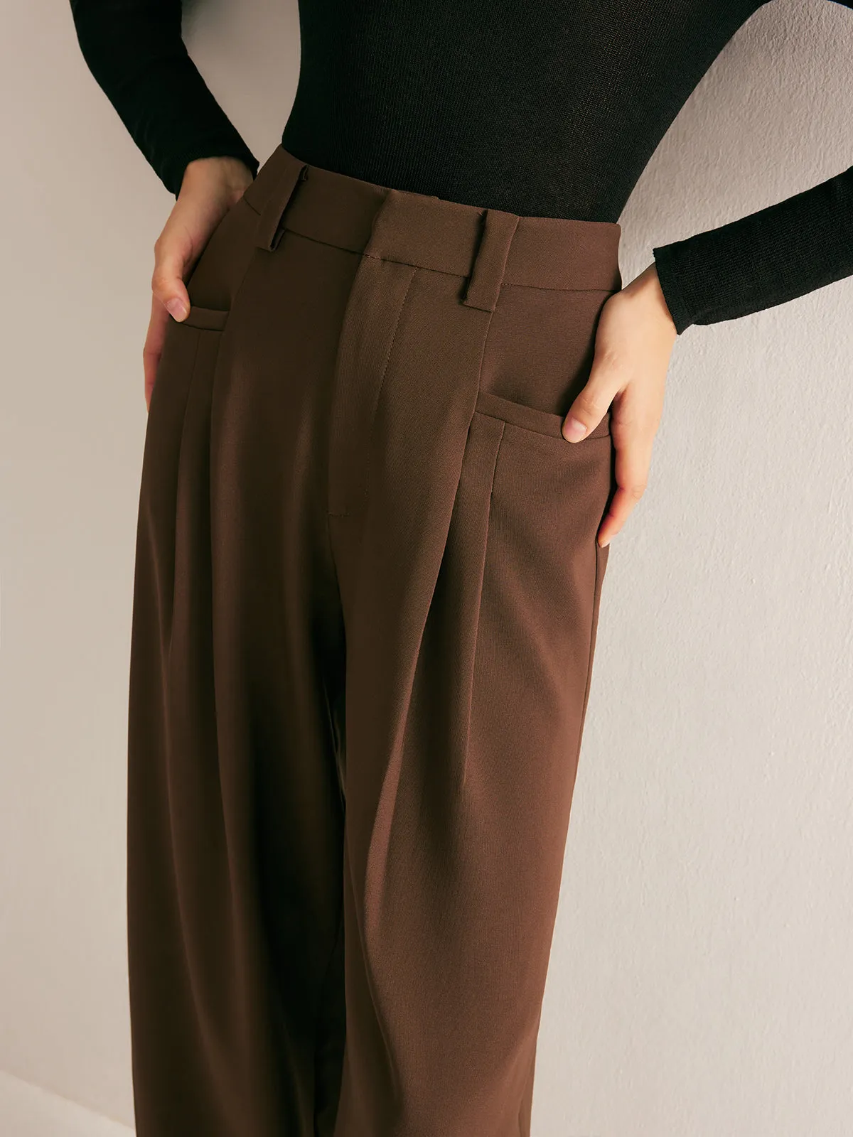 Casual Pleated Mid Waist Pants sold by COMMENSE product image thumbnail 2
