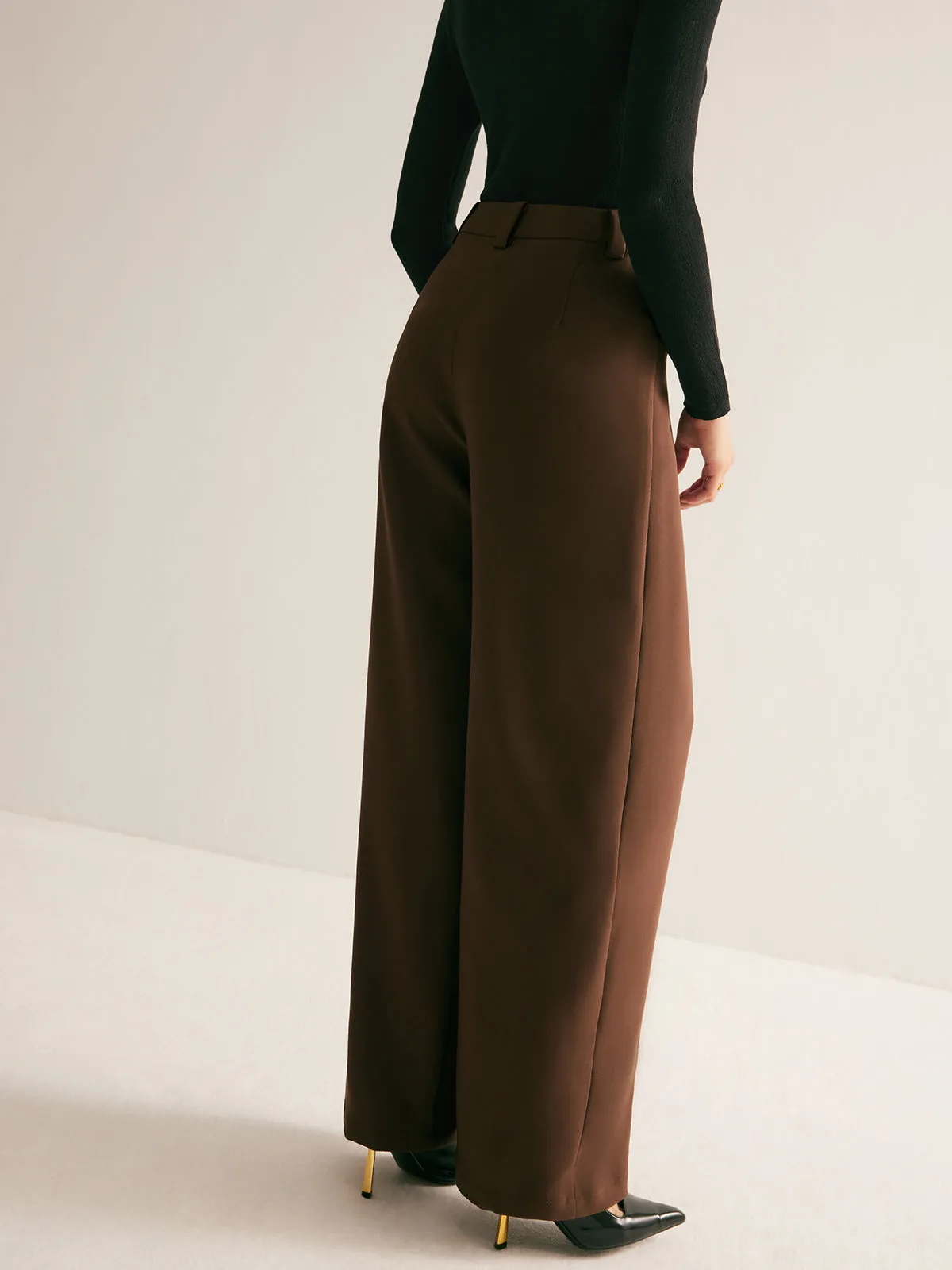 Casual Pleated Mid Waist Pants sold by COMMENSE product image thumbnail 5