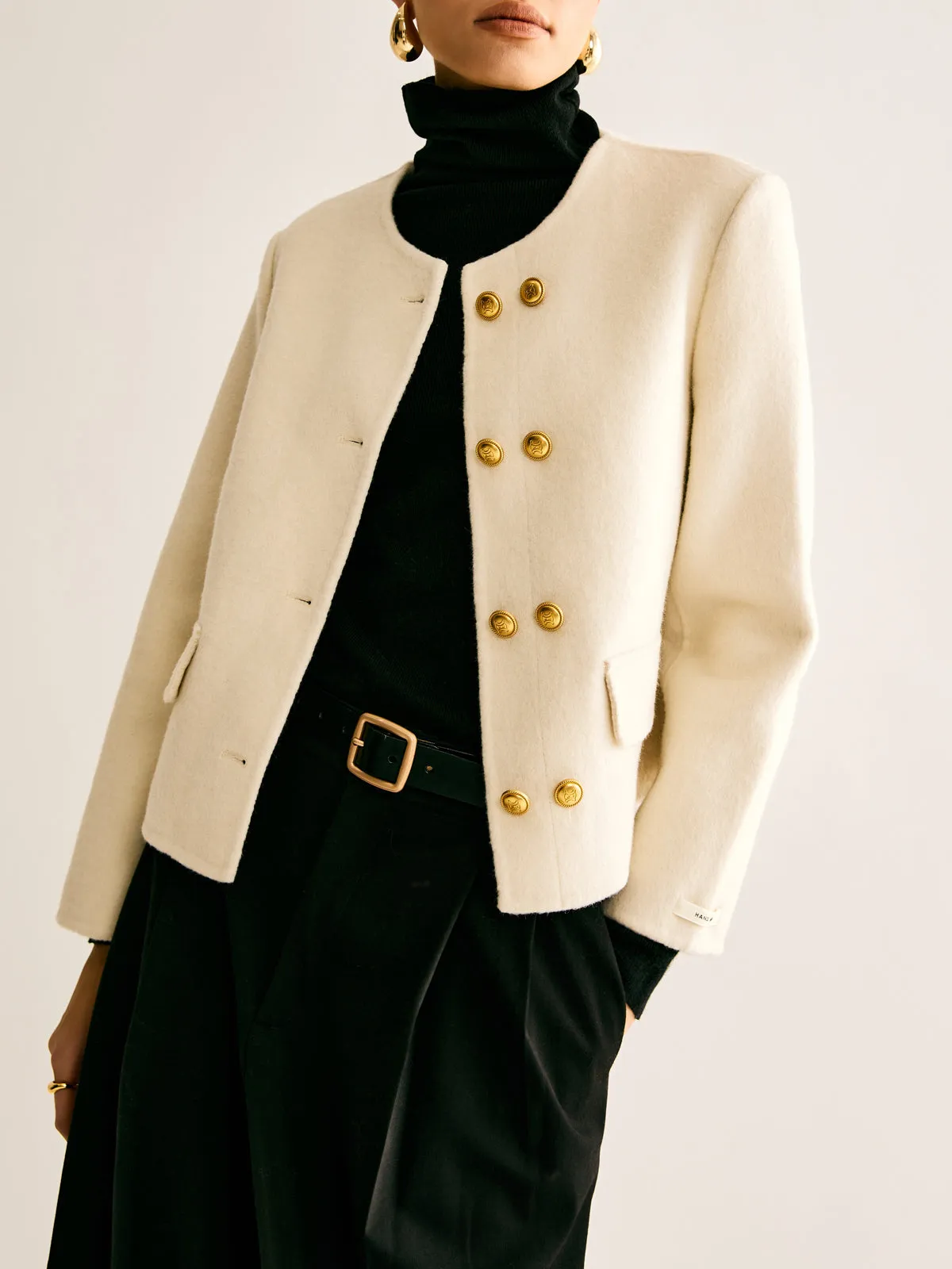 Woollen Blend Tweed Breasted Coat sold by COMMENSE product image thumbnail 4