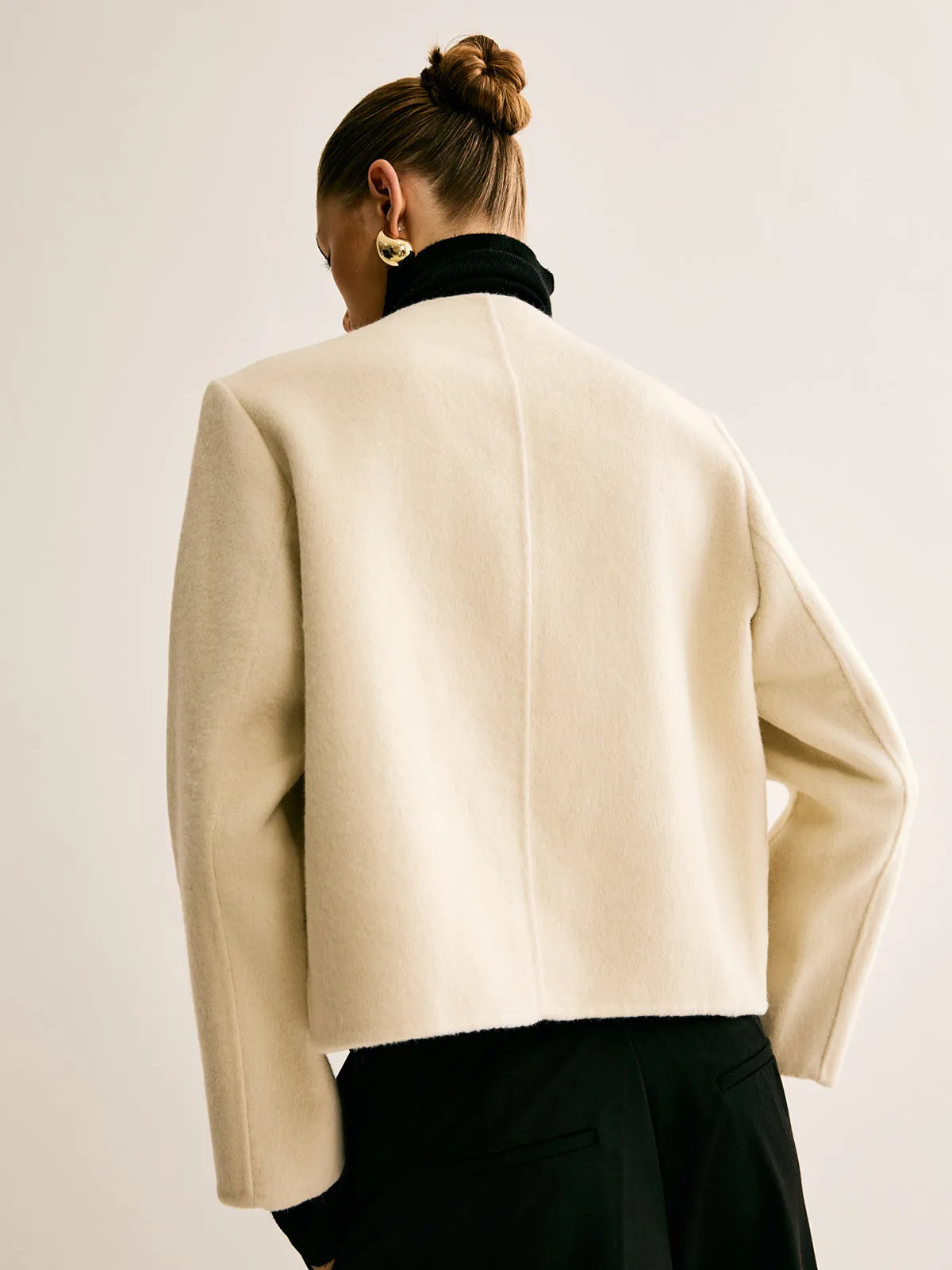 Woollen Blend Tweed Breasted Coat sold by COMMENSE product image thumbnail 5