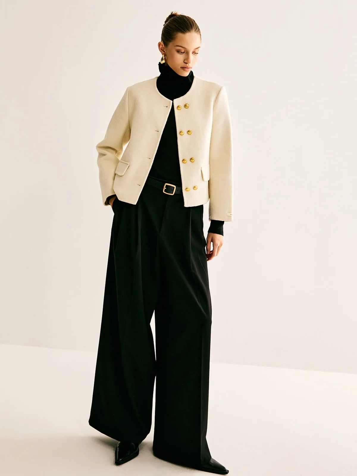 Woollen Blend Tweed Breasted Coat sold by COMMENSE product image thumbnail 3