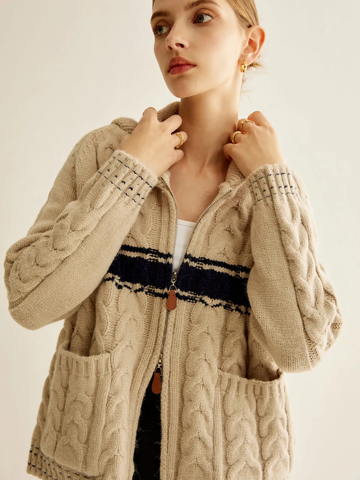 Color Block Twist Zipper Knit Outerwear sold by COMMENSE product image thumbnail 5