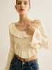 Ruffle Botton Knit Top sold by COMMENSE
