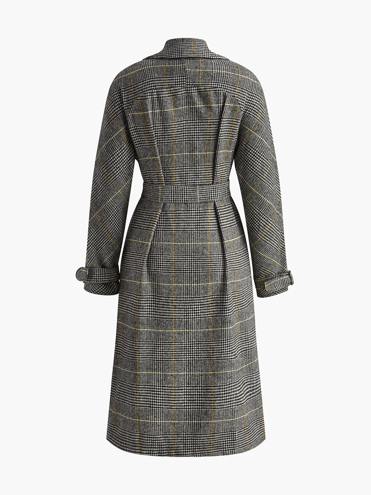 Houndstooth Tweed Trench Coat With Belt sold by COMMENSE product image thumbnail 2