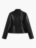 Piping Rivet Button PU Leather Jacket sold by COMMENSE