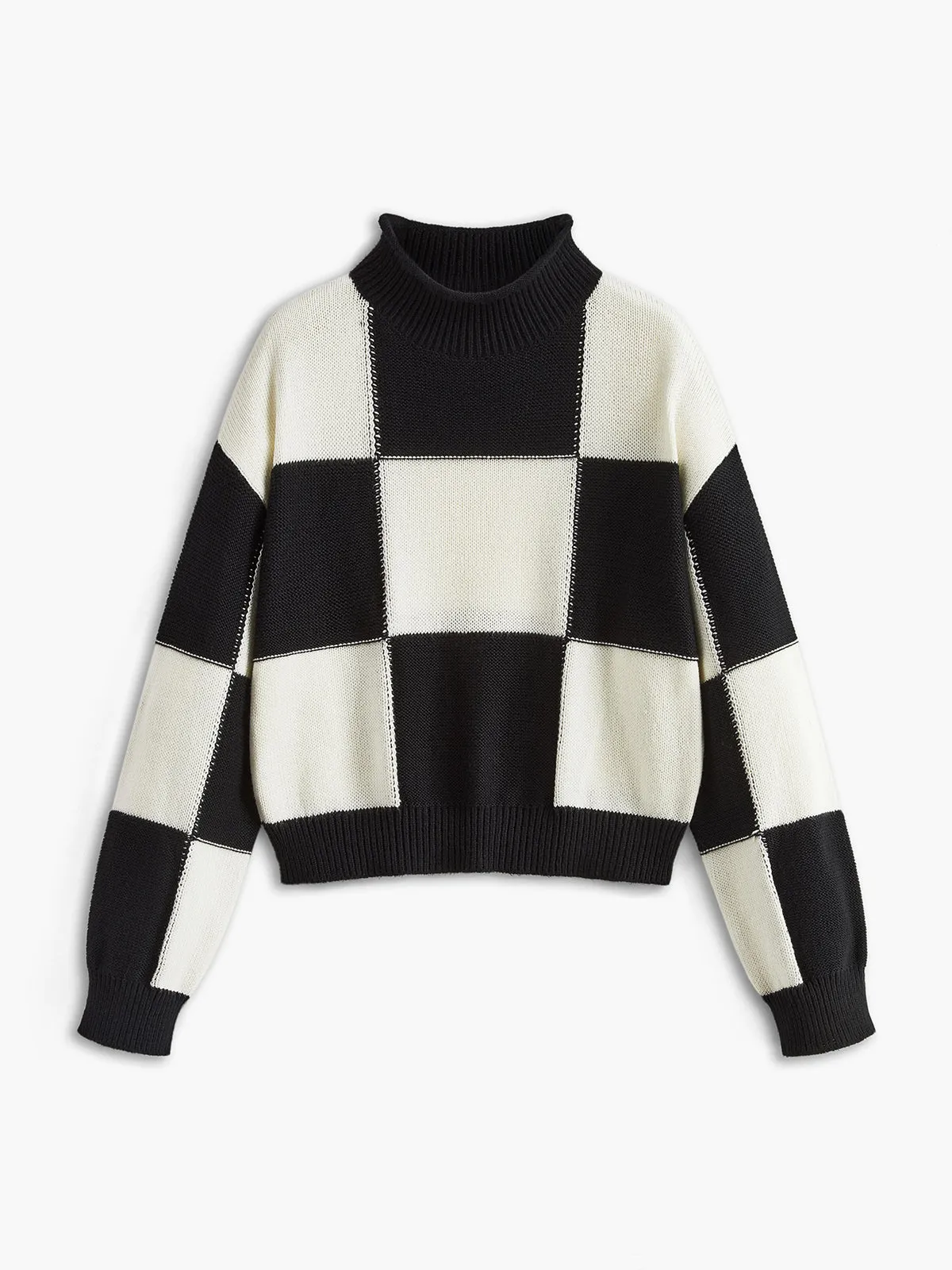 Checkerboard Pullover Sweater sold by COMMENSE
