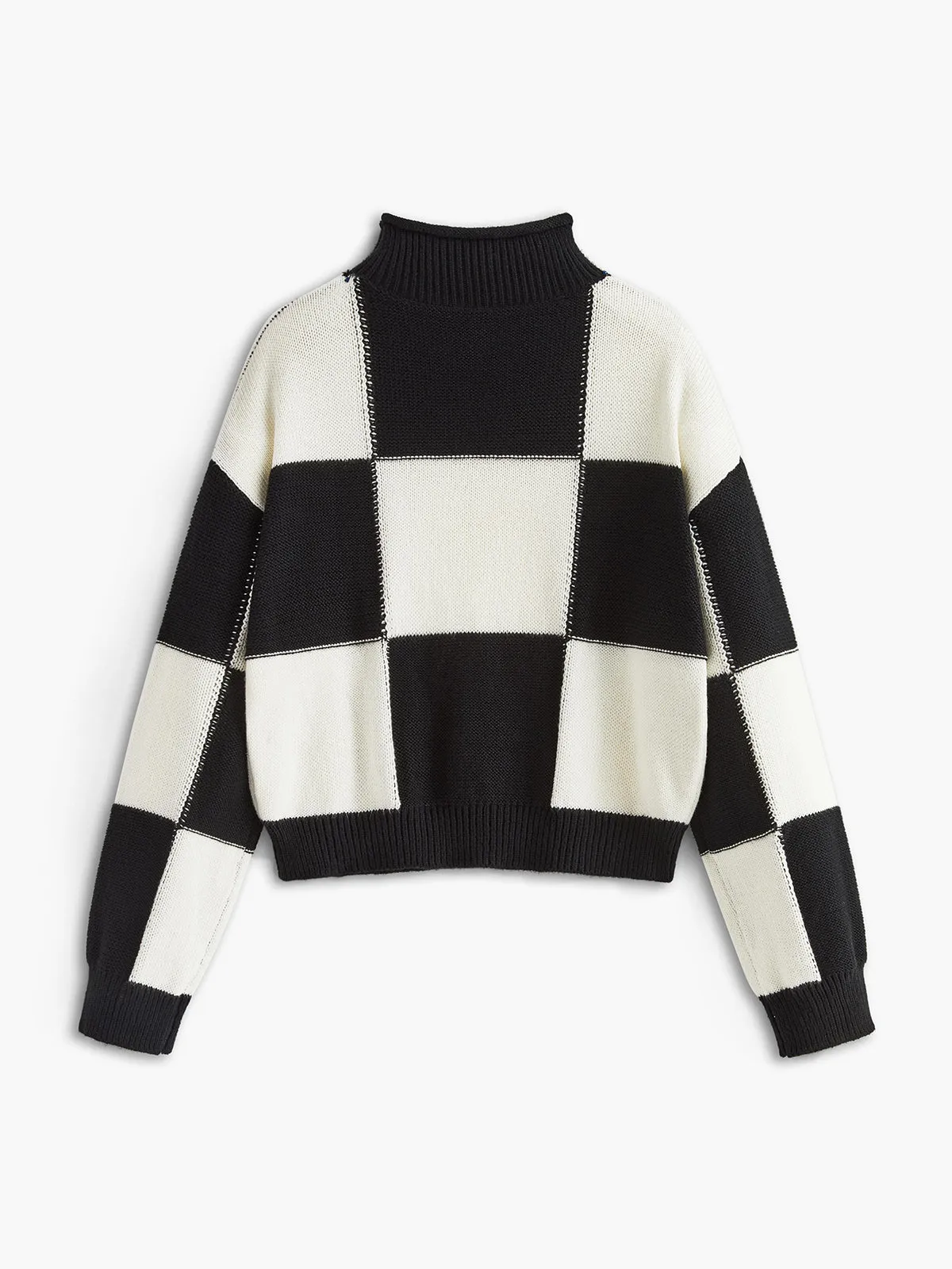 Checkerboard Pullover Sweater sold by COMMENSE product image thumbnail 2