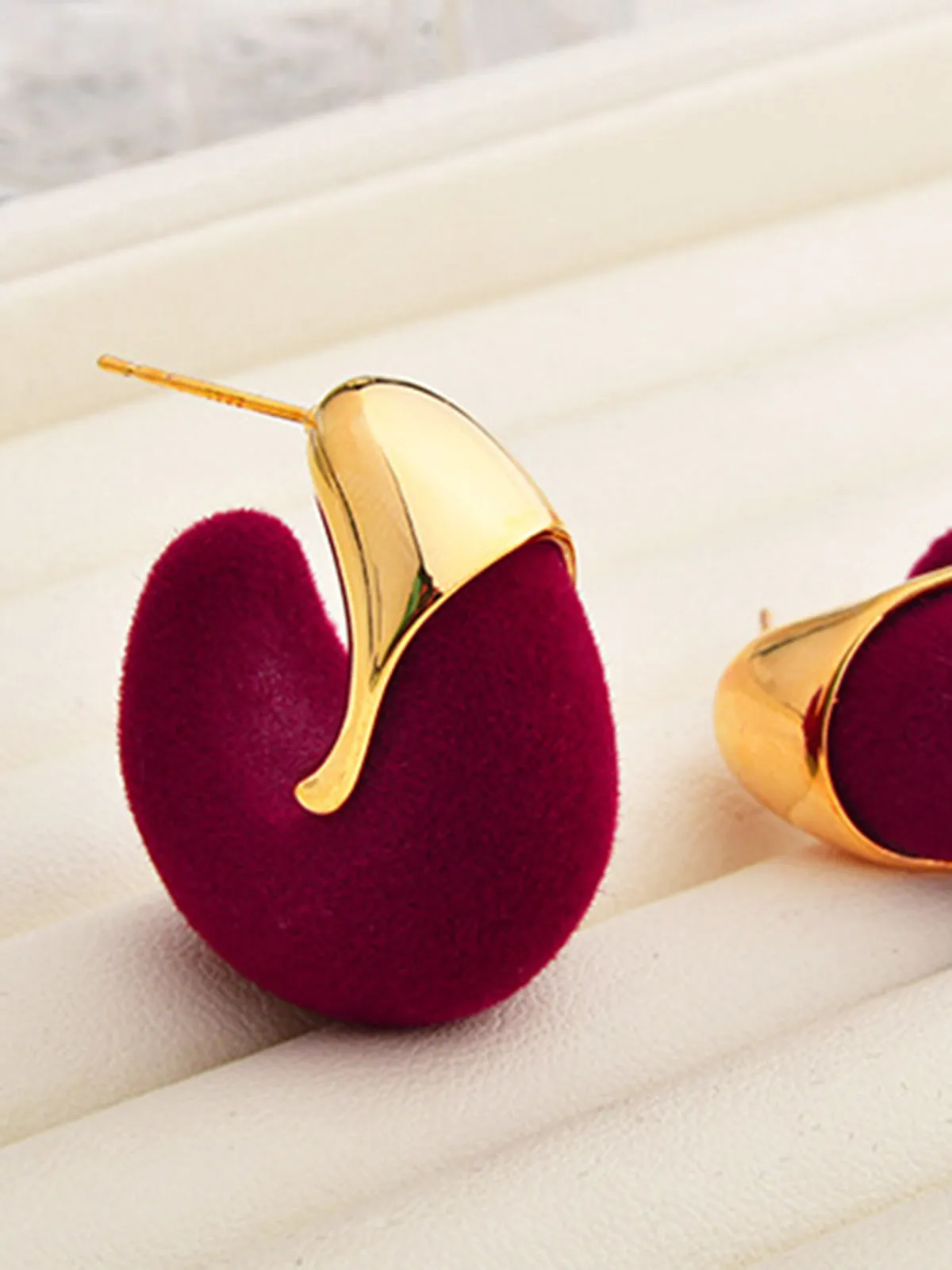Flocked Hoop Stud Earrings sold by COMMENSE product image thumbnail 3