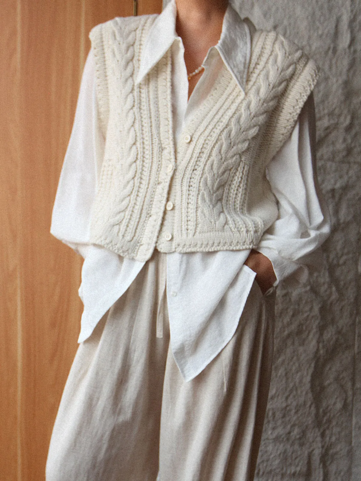 Chunky Knit V-Neck Button Cardigan sold by COMMENSE product image thumbnail 5