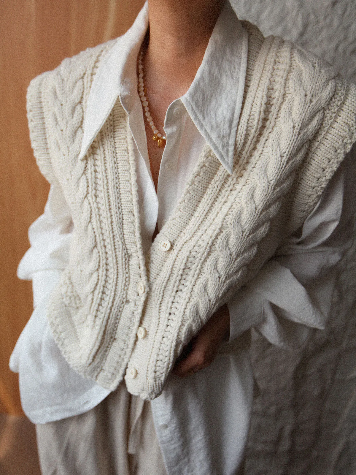 Chunky Knit V-Neck Button Cardigan sold by COMMENSE product image thumbnail 4