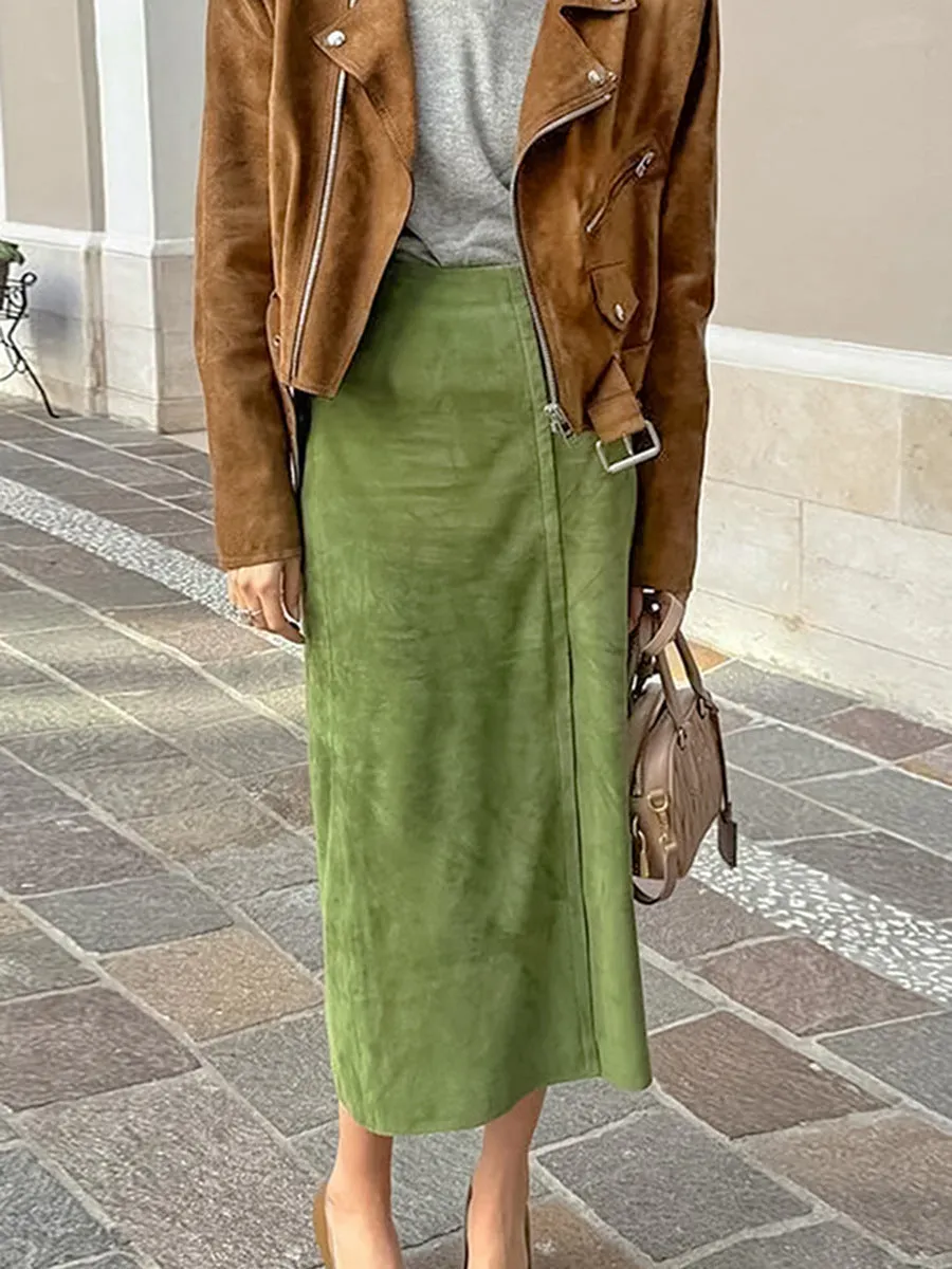 Suede Slit Zipper Skirt sold by COMMENSE product image thumbnail 5