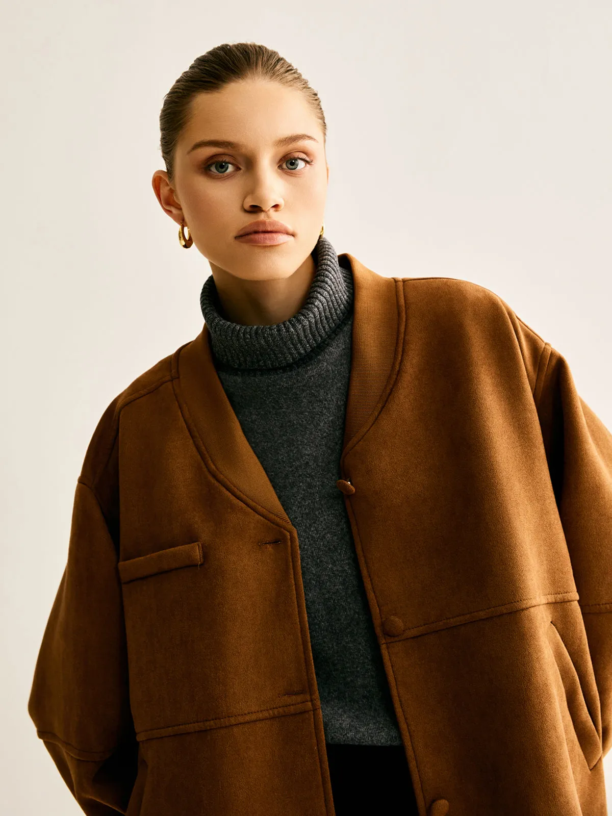 Piping Pockets Faux Leather Jacket sold by COMMENSE product image thumbnail 3