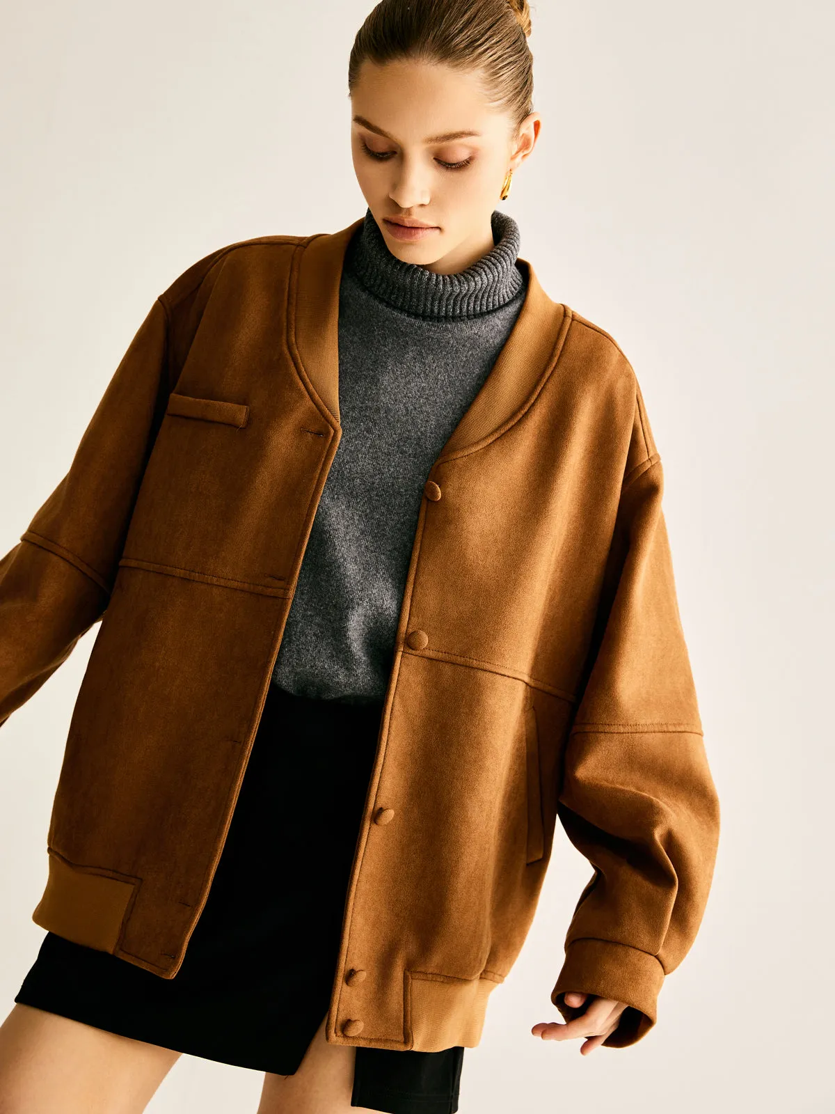 Piping Pockets Faux Leather Jacket sold by COMMENSE product image thumbnail 4