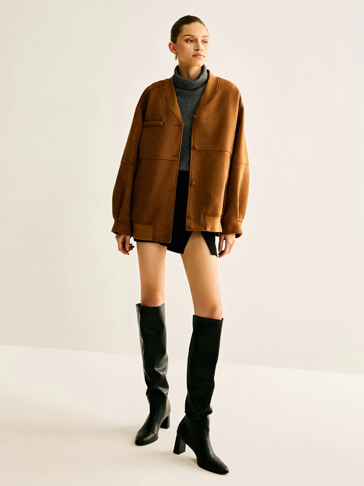 Piping Pockets Faux Leather Jacket sold by COMMENSE product image thumbnail 5