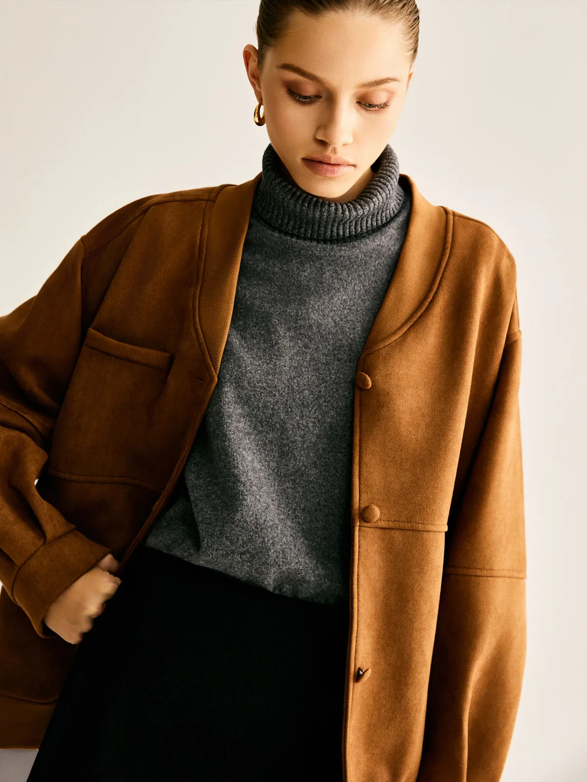 Piping Pockets Faux Leather Jacket sold by COMMENSE product image thumbnail 2