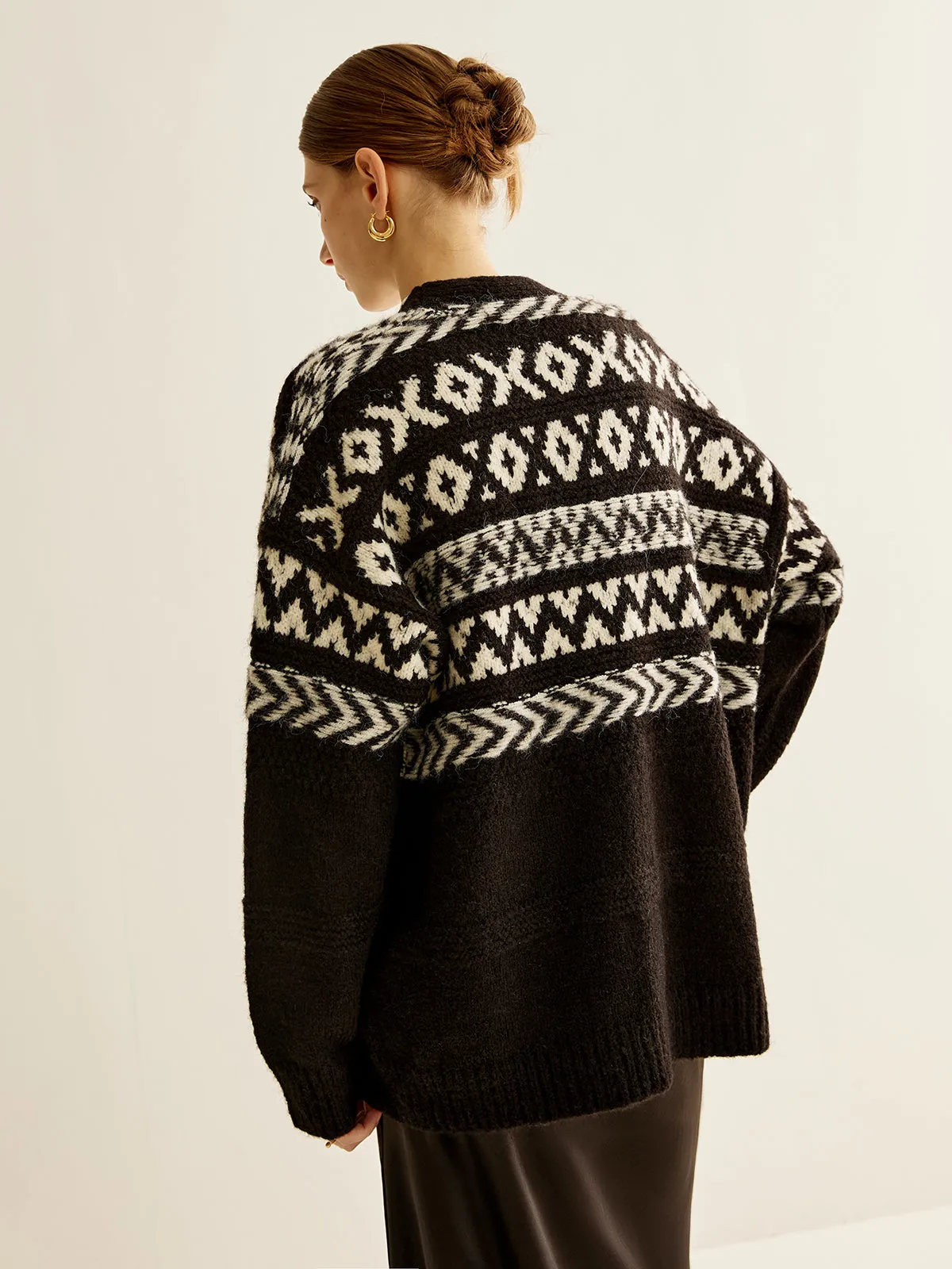 Geometric Printed Button Cardigan sold by COMMENSE product image thumbnail 5