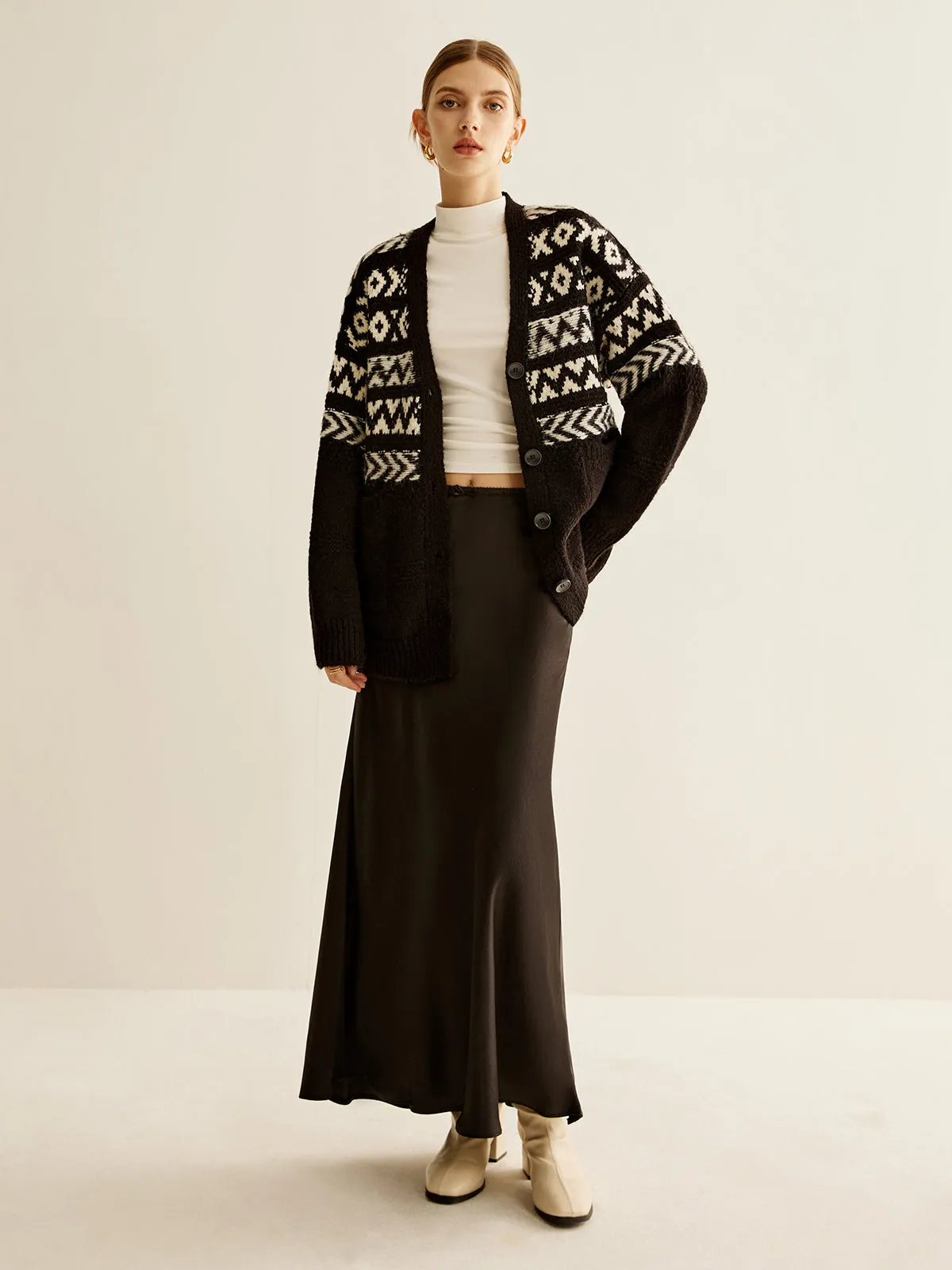 Geometric Printed Button Cardigan sold by COMMENSE product image thumbnail 2